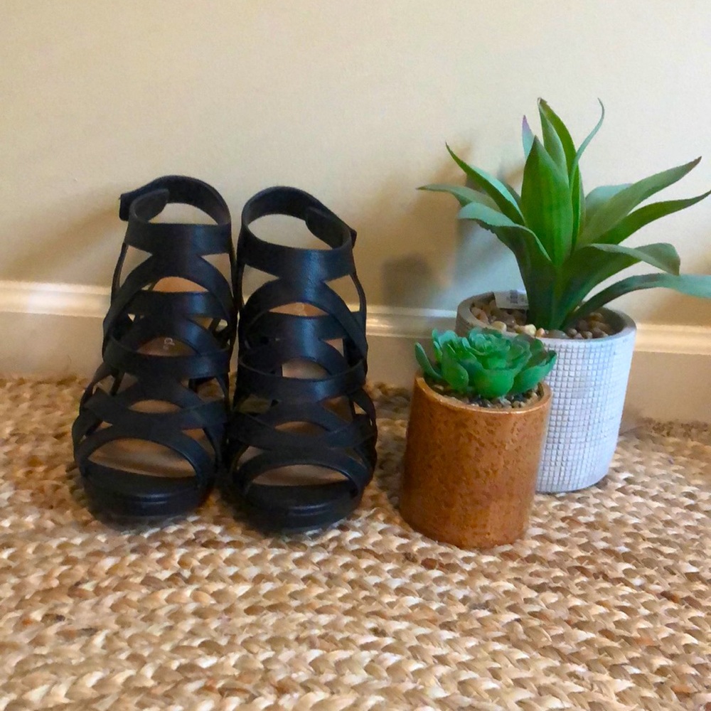 Black strapped heels